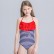 New childrens swimsuit fashion ruffled leaf striped swimsuit soft skin-friendly one-piece swimwear factory direct