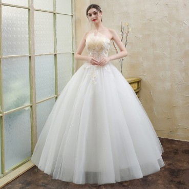 Wedding dress 2021 new Mori French tube top bride female was thin and simple wedding dress went out with light yarn