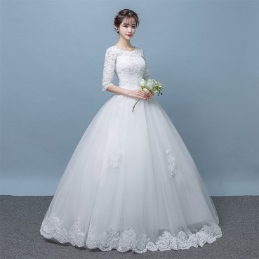 White wedding dress 2021 new bride wedding main yarn shoulder-to-shoulder simple and thin female Sen super fairy