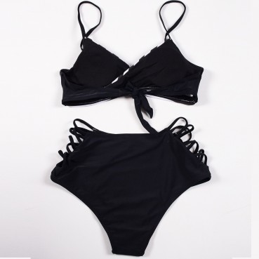 New original single black and white strap high waist bikini ladies swimwear swimsuit