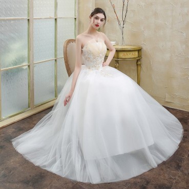 Wedding dress 2021 new Mori French tube top bride female was thin and simple wedding dress went out with light yarn