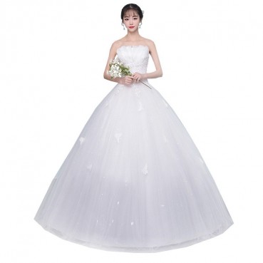 Sen series light wedding dress tube top was thin Korean dream princess trailing super fairy bride knot wedding dress