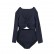 Korean new style swimsuit female split solid color long-sleeved student high-waist bowknot conservative small chest