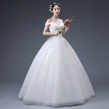 Wedding dress 2021 new Korean bride wedding dress retro fairy look thin winter simple princess looks thin