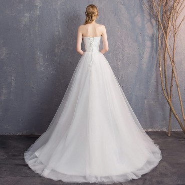 Wedding dress 2021 new bride slim tube top Sen Hepburn simple dream super fairy vibrato long tail light