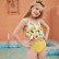 Europe and the United States new girls sling swimsuit bikini conservative childrens print blocking split swimsuit