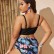 European and American new sexy bikini ruffled multicolor printing large size pleated ladies high waist large size