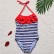 New childrens swimsuit fashion ruffled leaf striped swimsuit soft skin-friendly one-piece swimwear factory direct