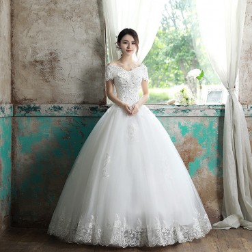 Wedding dress 2021 new Korean version of the bride wedding, shoulder-to-shoulder princess, simple and slim, thin and