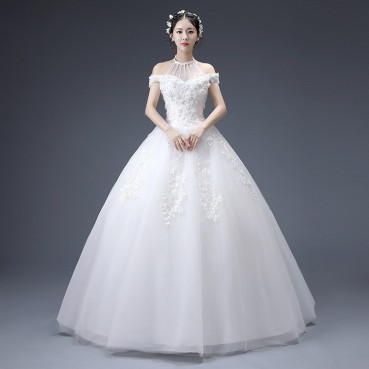 Wedding dress 2021 new Korean bride wedding dress retro fairy look thin winter simple princess looks thin