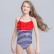 New childrens swimsuit fashion ruffled leaf striped swimsuit soft skin-friendly one-piece swimwear factory direct