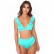 European and American bikini sexy V-neck simple wave point high waist ruffled backless sexy split swimsuit women