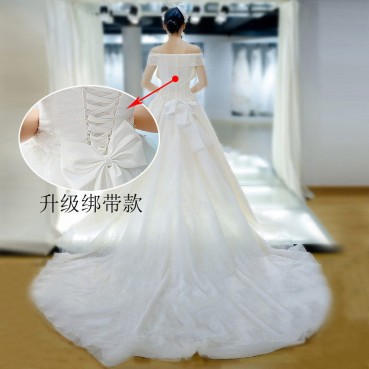 Light master wedding dress 2021 new bride wedding tail sen is thin, simple and shoulder-to-shoulder wedding dress