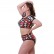 Swimsuit 2021 new geometric print zipper half sleeve bikini split swimsuit high waist swimsuit