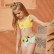 European and American new girls split cutout buttoned bikini swimsuit kids print triangle swimsuit