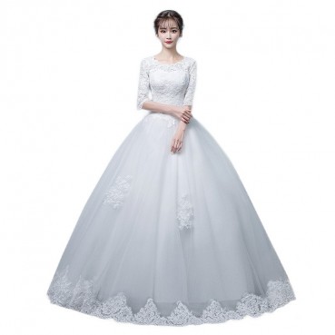 White wedding dress 2021 new bride wedding main yarn shoulder-to-shoulder simple and thin female Sen super fairy