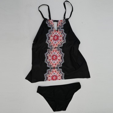 New nylon fabric digital printing European and American bikini split swimsuit women conservative and thin