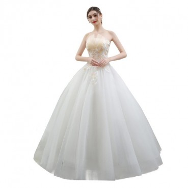 Wedding dress 2021 new Mori French tube top bride female was thin and simple wedding dress went out with light yarn