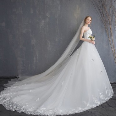 Sen series light wedding dress tube top was thin Korean dream princess trailing super fairy bride knot wedding dress