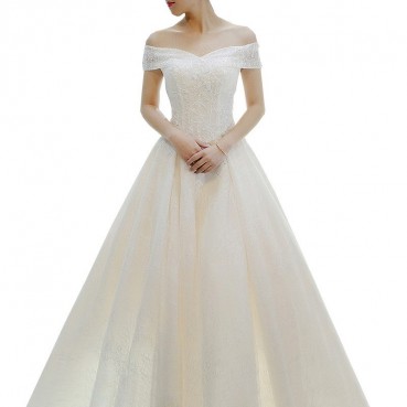 Light master wedding dress 2021 new bride wedding tail sen is thin, simple and shoulder-to-shoulder wedding dress