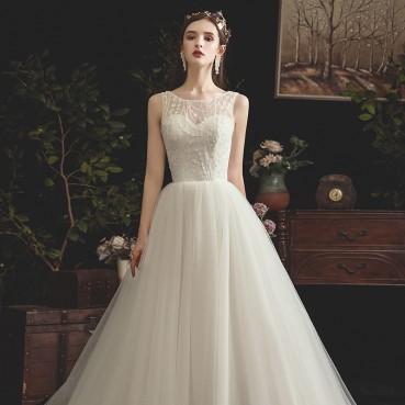 Winter French main wedding dress female 2021 new princess Sen bride trailing super fairy thin dream wedding dress