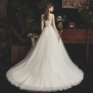 Winter French main wedding dress female 2021 new princess Sen bride trailing super fairy thin dream wedding dress