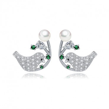 AAA diamond-studded zircon earrings electroplated white gold fashion sweet earrings earrings