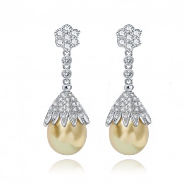 AAA diamond-studded zircon earrings shell beads fashion elegant earrings