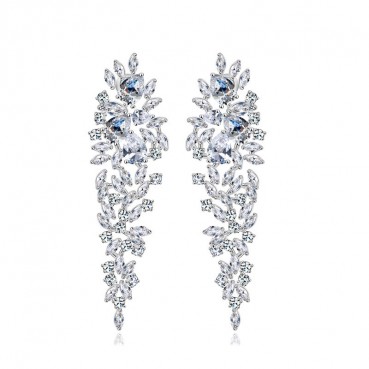 AAA zircon Ping poly earrings fashion bridal dinner European and American earrings earrings wholesale gifts