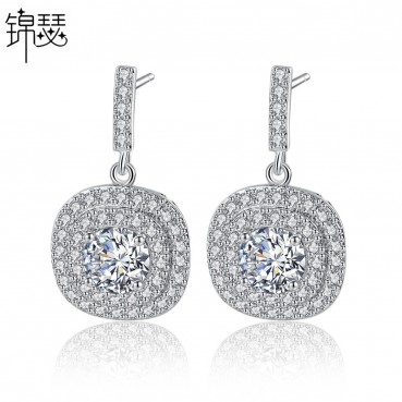 Autumn style word earrings copper inlaid 3A zircon fashion simple Korean version factory wholesale earrings for women