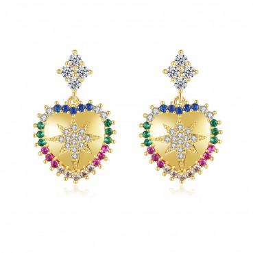 Boudoir temperament womens new gold-plated heart-shaped earrings Korean fashion simple earrings