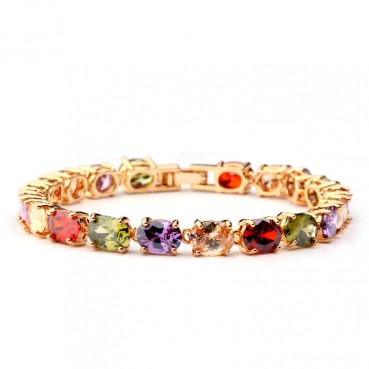 Copper inlaid 3A zircon colorful zircon bracelet youth Venus bracelet electroplating champagne gold