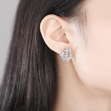 Donghui womens Korean style popular copper inlaid zircon earrings, creative fashion temperament earrings factory