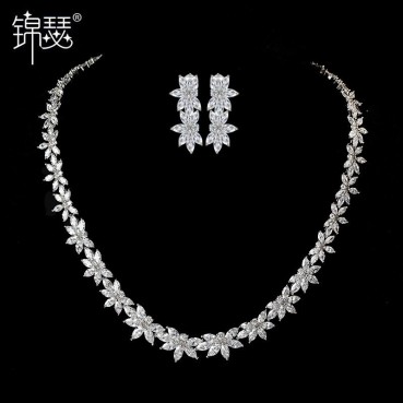 Electroplating platinum necklace Fashion bridal set decoration AAA zircon jewelry