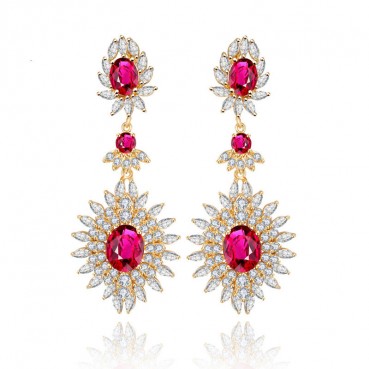 European and American fashion rainy night flower earrings AAA zircon exaggerated atmosphere dinner earrings bridal