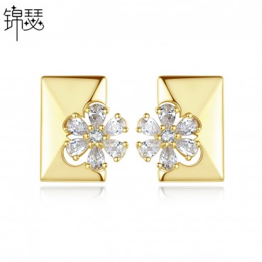 Golden Korean style inlaid zircon earrings Korean style fashion new earrings