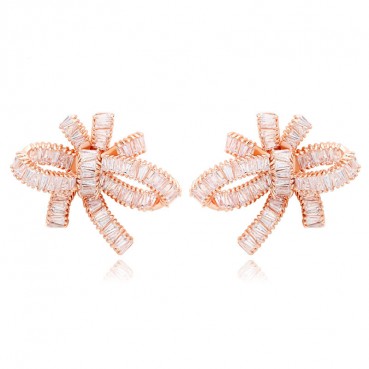 Light rain earrings AAA zircon ladder square earrings fashion European and American popular bridal earrings factory