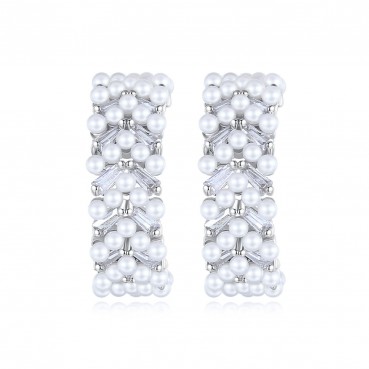 Moyus new Korean style inlaid zircon earrings, personalized fashion pearl earrings