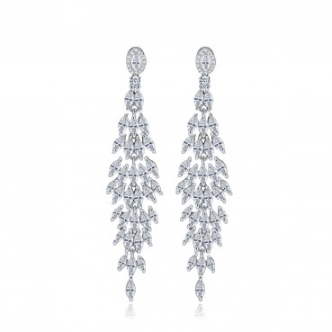 Super dazzling zircon tassel earrings femininity, electroplated platinum, simple and personalized long earrings