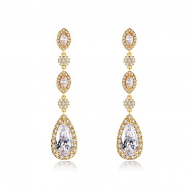 Zircon inlaid earrings, new personality fashion long drop earrings factory wholesale