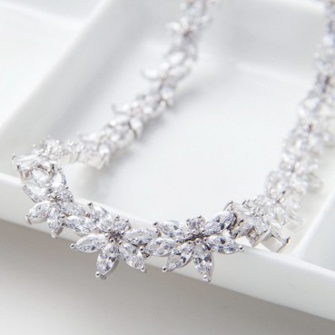 Electroplating platinum necklace Fashion bridal set decoration AAA zircon jewelry