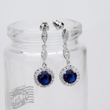 Blue Dream Atmospheric European and American Earrings AAA Zircon Inlaid Gifts for Girls