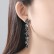 Leaf ear studs, copper inlaid 3A zircon, European and American atmosphere long branch-shaped ladies earrings