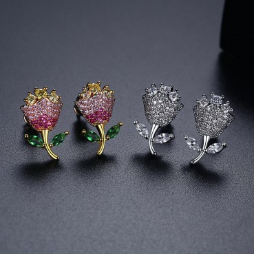 Hand bouquet earrings Korean fashion sweet color flower earrings temperament ladies platinum plated earrings