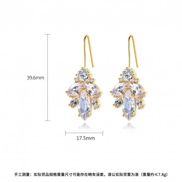 New style female Korean version of copper inlaid zircon earrings Fashion long flower earrings factory wholesale