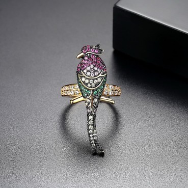 Seven-color bird ring AAA zircon color European and American style color bird female open ring