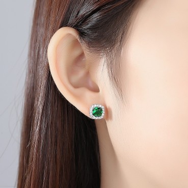 Simple Korean Fashion Zircon Inlaid Female Earrings Platinum Jewelry