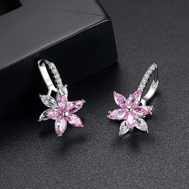 Platinum-plated colorful orchid earrings temperament Korean fashion simple small ear buckle ladies earrings earrings