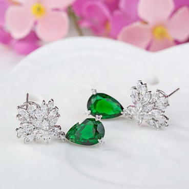 Bian Flower Earrings AAA Zircon Earrings European and American Fashion Jewelry Women Gift Factory Wholesale