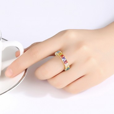 Caiyi rings European and American fashion ladies color copper inlaid zirconium ring ring manufacturers wholesale gifts